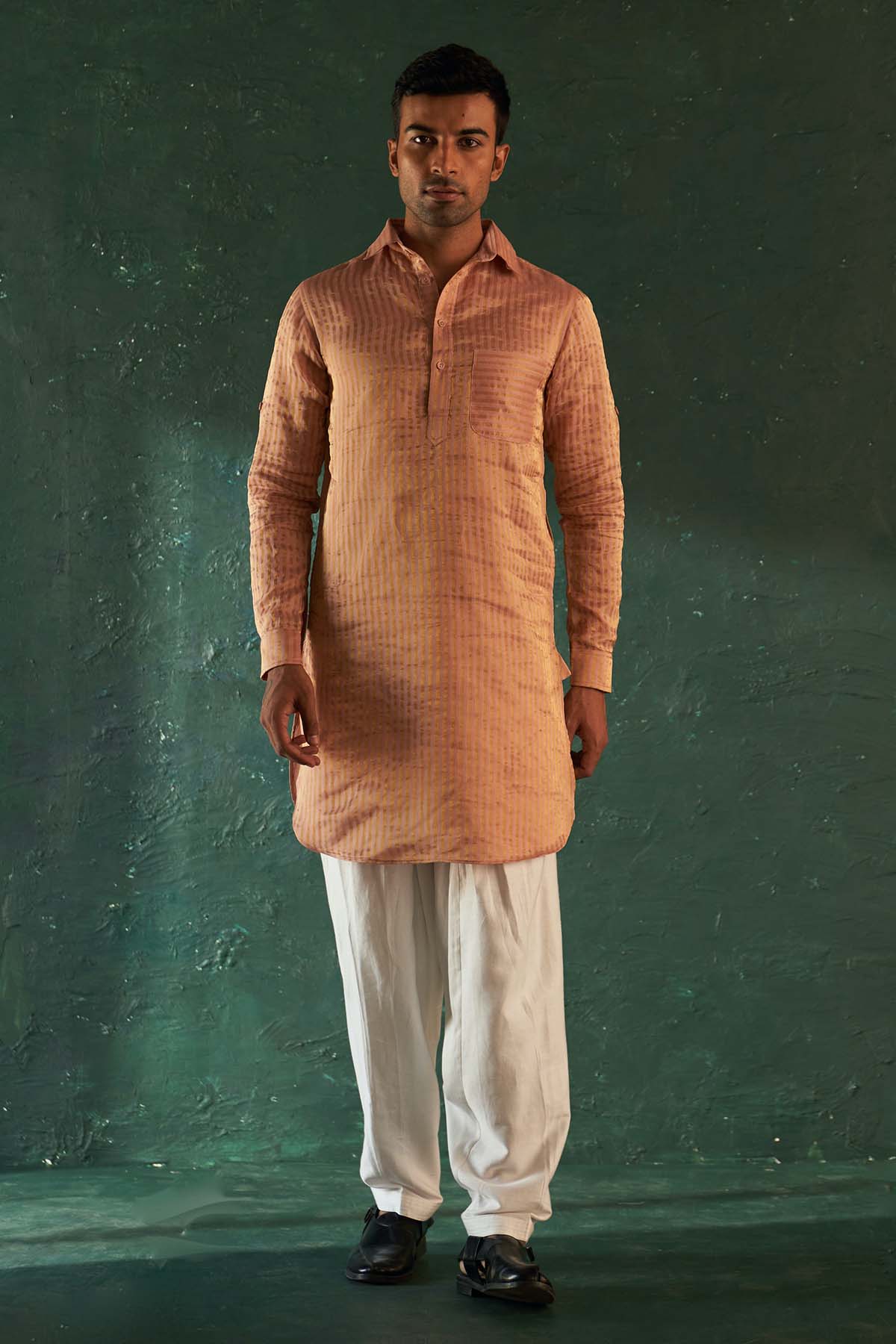 Buy Pink Stripes Pathani Kurta Set Online